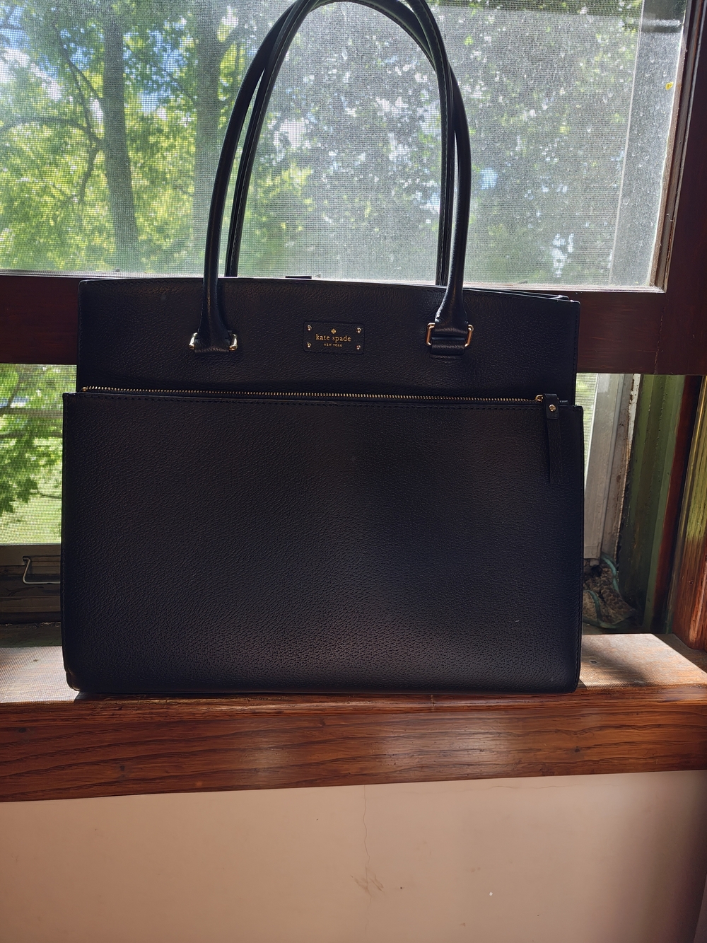 Kate Spade Black Leather Top-Handle Tote